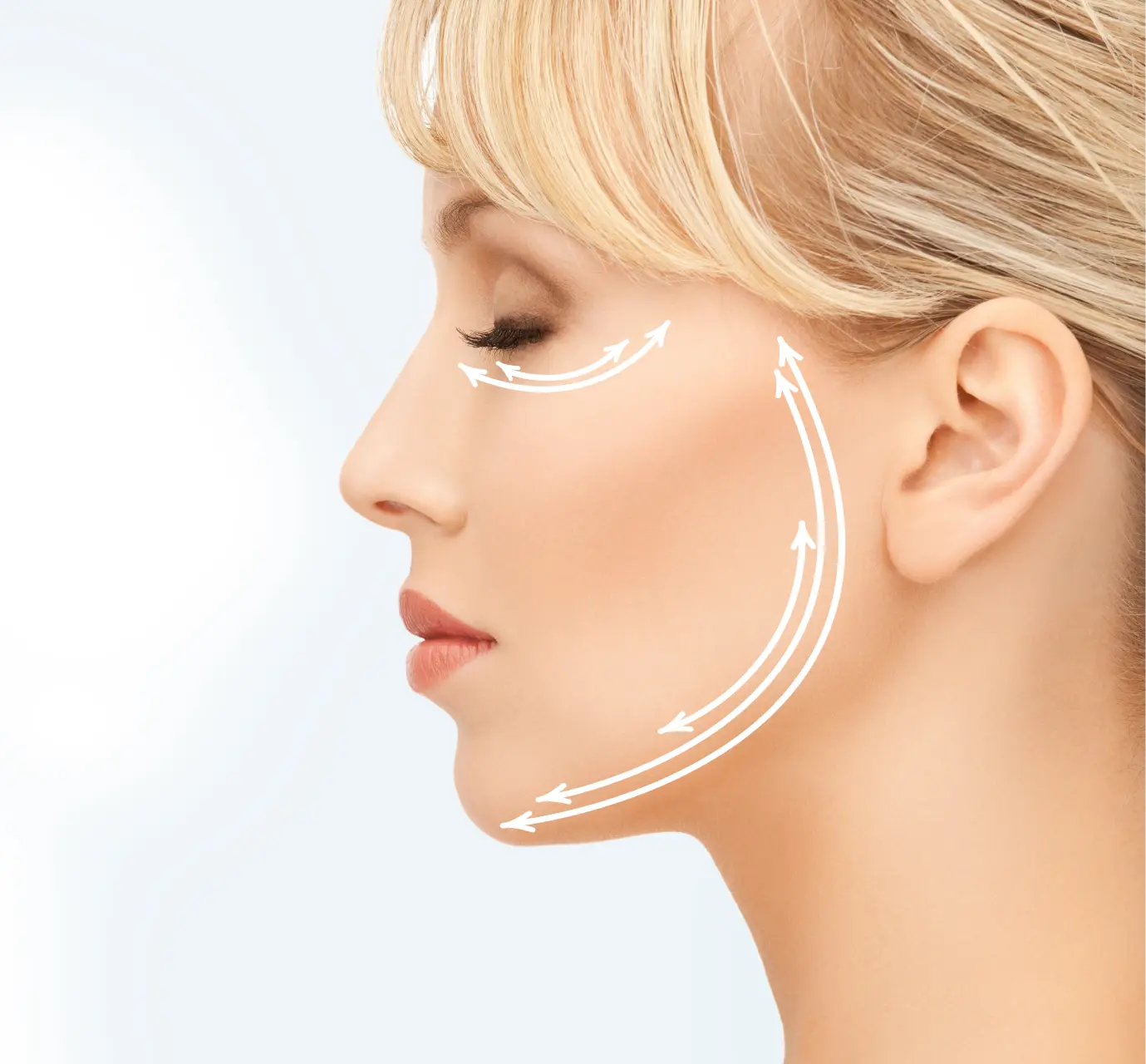close-up-beautiful-young-woman-face-with-arrows
